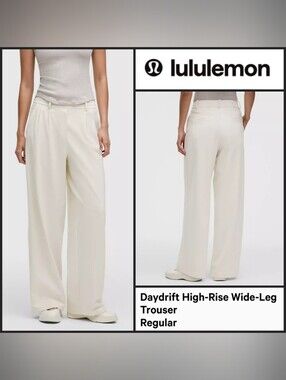NEW Lululemon athletica Wide-Leg High-Rise Daydrift Trousers in Ivory Off White
